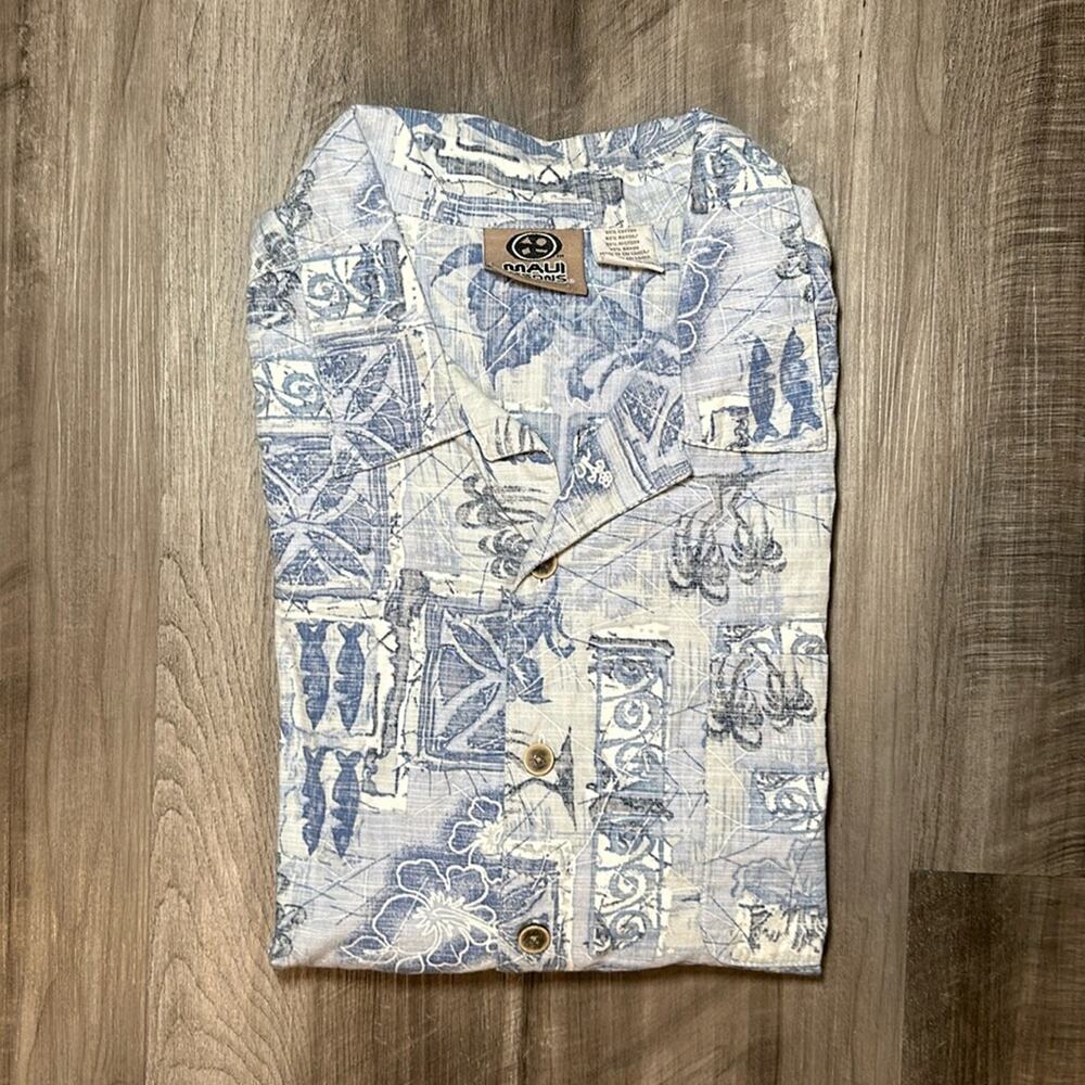 Maui & Sons Rayon Blend Hawaiian Short Sleeve Button Down - XL